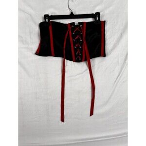 Be Wicked Black Red Lace Up Corset Belt Waist Cincher Gothic Costume OS